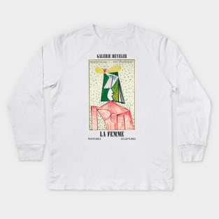 Pablo Picasso Exhibition Art Poster - Buste de Femme Kids Long Sleeve T-Shirt